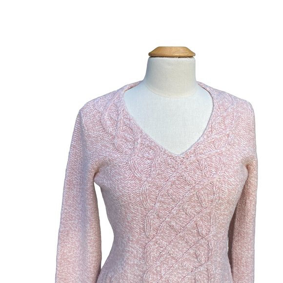 Vintage Sleeping on Snow Wool Cable Knit Sweater Y2K Soft Girl Flare Sleeve -M - Picture 3 of 16